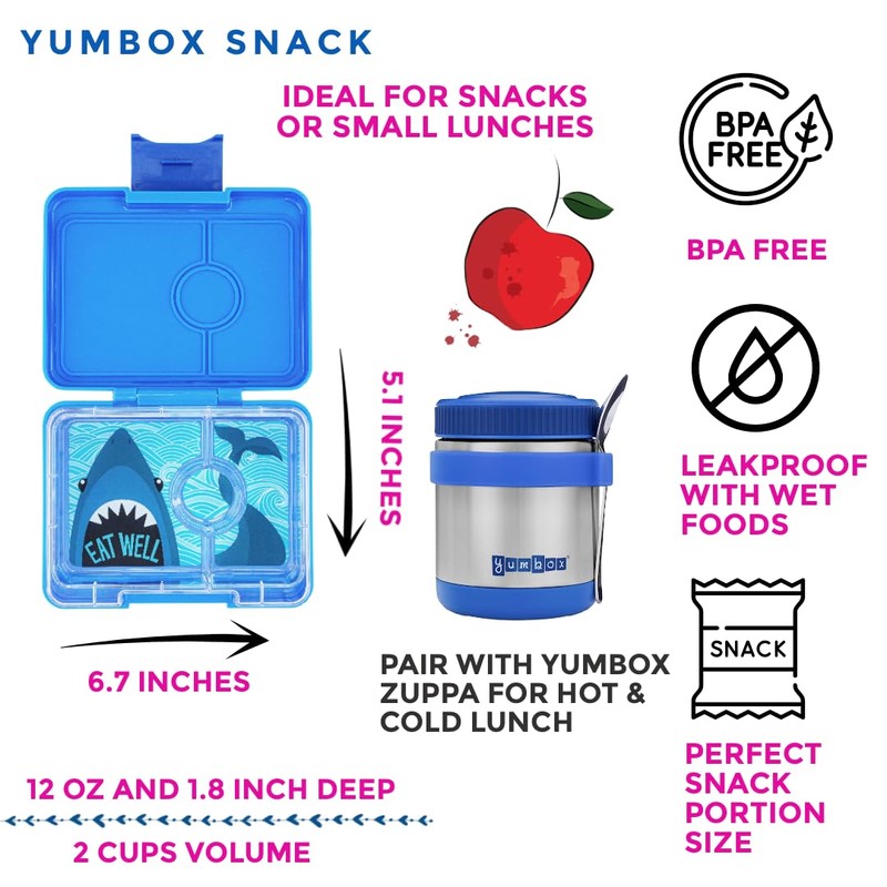 Yumbox Snack Box - 3 Compartment - Leakproof Bento Lunch