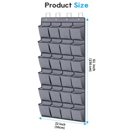 homyfort Over the Door Organiser for Shoes, Shoe Shelf Organiser Systems, Shoe Storage, Hanging Shoe Holder, with 24 Pockets, 156 x 56 cm, Grey Linen, X3G12GP2