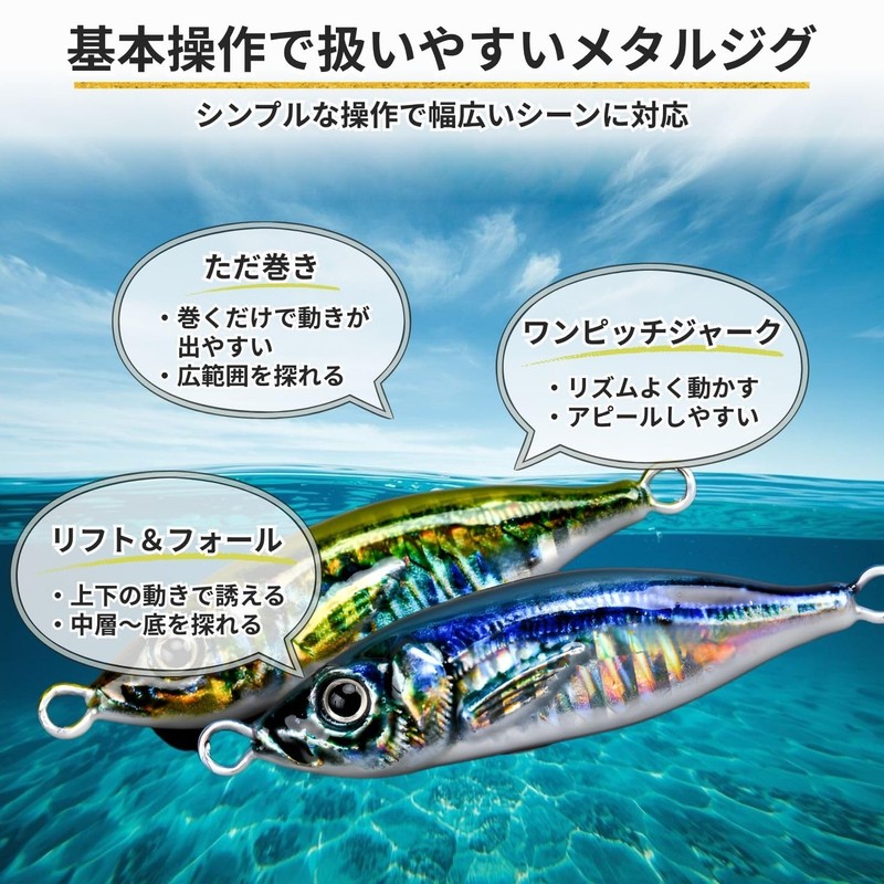 メタルジグ ベイトフィッシュ 4個セット ジギングルアー 夜光 ホログラム リアル造形 30g 40g 60g