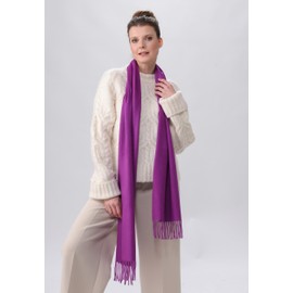 FRAAS Cashmink® Scarf for Men and Women - Softer than Cashmere - 35 x 200 cm - Made in Germany - Perfect for Winter - Scarf with Fringes in Plain Colours, royal purple