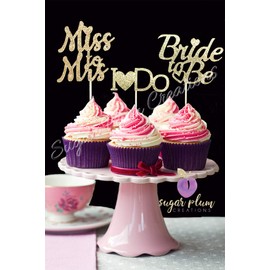 Set of 12 Bridal Cupcake Toppers