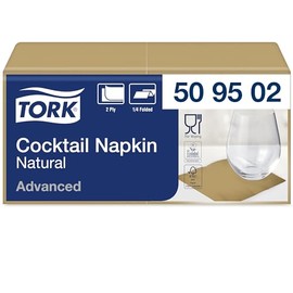 Tork Cocktail Napkin Natural with Pre-Printed Environmental Symbol 200 Napkins 509502