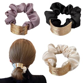 YFFSFDC ヘアゴム 髪ゴム 髪飾り ヘアアクセサリー ヘアアレンジ メタルプレート 跡がつかないヘアゴム まとめ髪 おしゃれ 美髪 3個セット