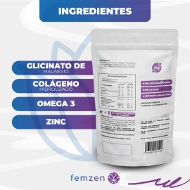 Glicinato de Magnesio 300 g Femzen para Mujer Con Omega 3 Colgeno Hidrolizado Inulina de Agave y Zinc Apoyo Integral al Bienestar Femenino 30...      