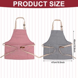 NQEUEPN 2pcs Kids Aprons, Polyester Cotton Children's Cooking Aprons with 2 Pockets Red Blue Striped Toddler Apron Adjustable Aprons Accessories for Boys And Girls Kitchen Baking Artist Painting