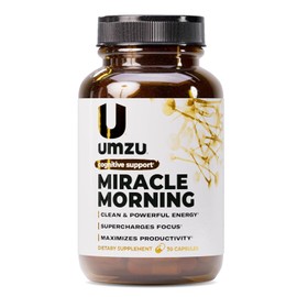 UMZU Miracle Morning Suplemento de apoyo energtico, suministro de 30 das - Cafena, teacrina e ingredientes orgnicos - Apoya la energa diaria, enfoque 