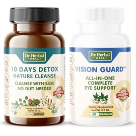 Dr. HW 10 DAYS NATURAL DIGESTIVE AND EYE HEALTH VISION GUARD Natural Herbal Supplement 2 Bottles Pack (2x60 Counts) Edible Healthcare