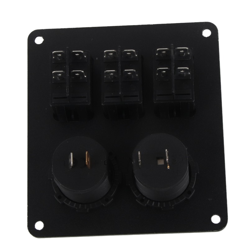 Car Marine 3+2combination LED Single Rocker Green Light Switch+Car Charger