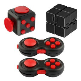 Thyonta 4 Pcs Stress Relief Toy Set - Durable and Portable Sensory Finger Toy Release Tension Improve Killing Time Concentration for Office and Outdoor Use (Black)