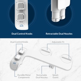 Bemis WS100 000 Wellspring Bidet Attachment, Fresh Water Spray, Non Electric, Easy to Install, White Toilet Seat, Fits