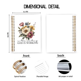 JWVK Floral Christian Spiral Notebook, Christian Gifts for Women, in the Waiting God is Working Bible Journal for Women, Prayer Journal for Woman, Church Notes Notebook, 5.5x8.3 Inch