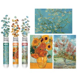 150 Pieces Mini Jigsaw Puzzles for Adults & Kids, 6" x 4" Small Jigsaw Puzzles Capsule Tube Jigsaw Puzzles Intelligent Game, Branches Of An Almond Tree In Blossom The Pink Peach Tree Sunflowers 3 Pack