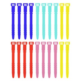 SAVITA 20pcs Cord Organizers, 4.5 Inch Reusable Wire Ties Cord Organizer Straps Elastic Silicone Cord Organizer Cable Straps for Cords Phone Charging Cable Wire Labels Headphones (5 Colors)