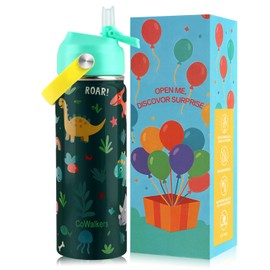 Termo para Niños y Niñas 18 oz - Botella de Agua Acero Inoxidable 100 Antifugas, con 2 Pajitas Incluidas para Escuela, Deportes o Excursiones (Termo  