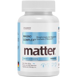 Matter Magno-Complex, Bisglicinato de Magnesio Quelado TRAACS y Óxido de Magnesio, Apoyo al Descanso Profundo y Relajación Muscular, 160 Cápsulas