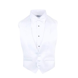 White Low Cut Satin Backless Tuxedo Vest & Bow Tie (Small-XLarge)