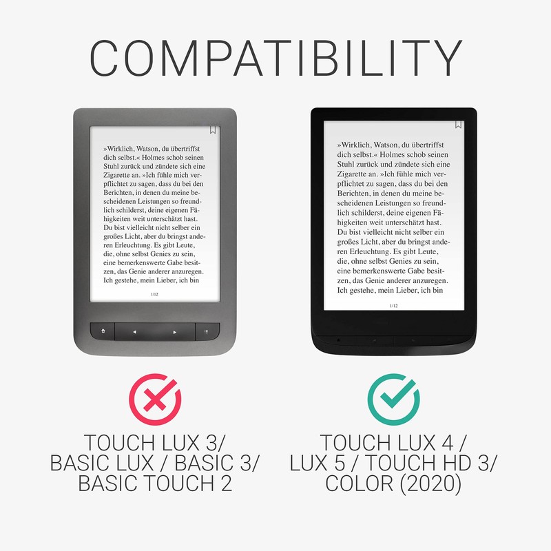 kwmobile Case Compatible with Pocketbook Touch Lux 4/5/Touch HD 3/Color