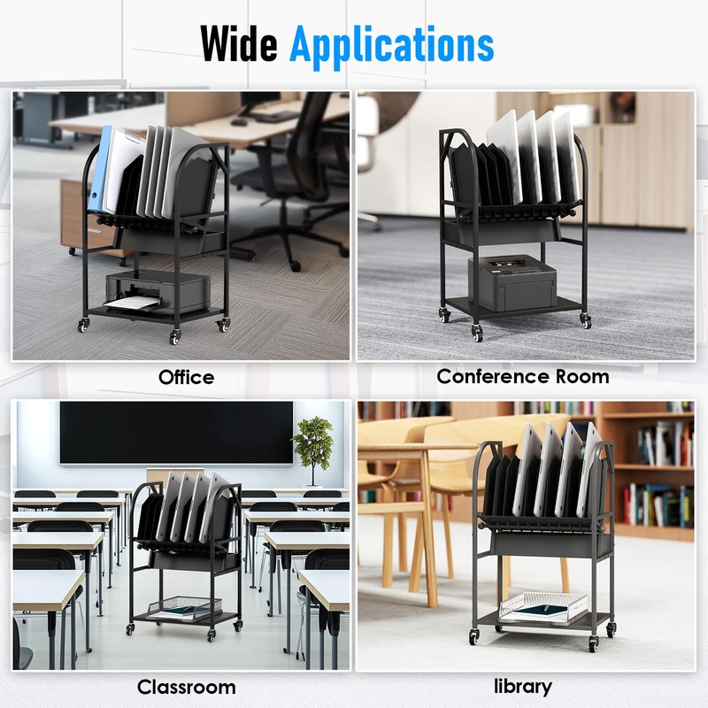 Gtouse 2 Tier Open Laptop Charging Cart with Wheels, 10