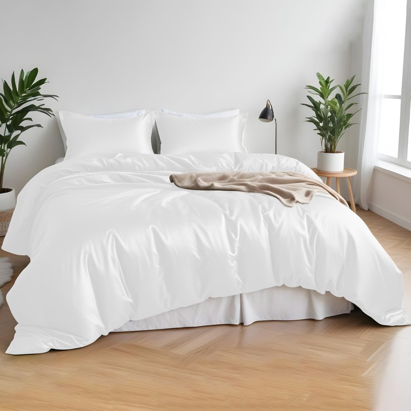 LINENWALAS Bamboo Bed Linen Set, Premium Bamboo Silk Duvet Cover