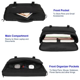 MATEIN Messenger Bag for Men, Briefcases Lightweight Men's Laptop Bag 15.6 inch Water Resistant Crossbody School Satchel Bags Computer Work Office Bag with Shoulder Strap, Black