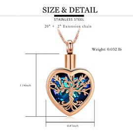 VCCWYQK Heart Urn Necklaces for Ashes for Women Cremation Jewellery Flower Memorial Mini Keepsake Ash Hollow Pendant, Stainless Steel, No Gemstone
