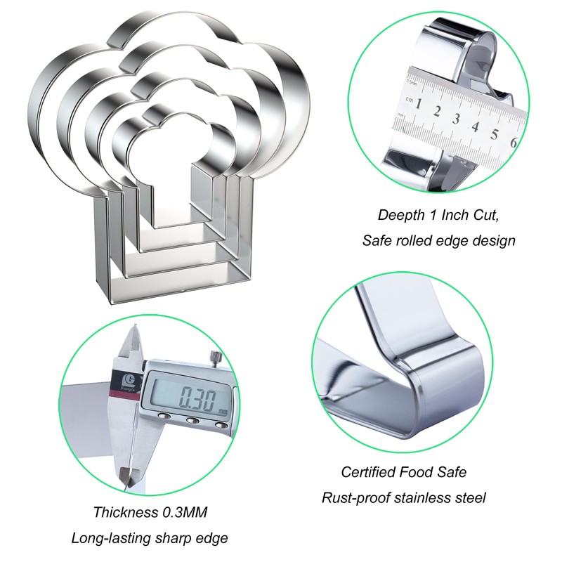 Chef Hat Cookie Cutter Set - 5 inch, 4 inch,