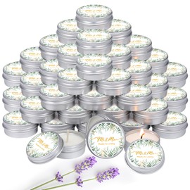 MTLEE Lavender Scented Soy Wax Wedding Candles, 50 Pcs Candle Favors for Guests, Aromatherapy Candles for Bridal Shower, Rustic Wedding Party