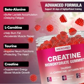 Creatine Gummies Complex, Creatine Monohydrate Gummies for Muscle Growth, Strength & Energy Support, Enhanced with Taurine & Vitamin B12, Pre-Workout Gummies for Men & Women, 120 Count