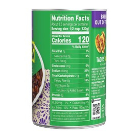 Bush's Best Taco Fiesta Black Beans, Source of Plant Based Protein and Fiber, Low Fat, Gluten Free, Taco-Style Chipotle Sauce, 15.1 Ounce (Pack of 6)