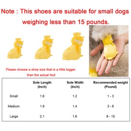 Yeduzyn 4Pcs Waterproof Dog Boots Dog Shoes for Snow and Rain Teddy Pomeranian Bichon Small Dogs (Yellow, Medium)