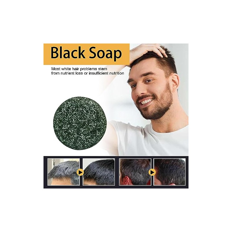 Barra de champú oscura, 3 piezas para revertir las canas,