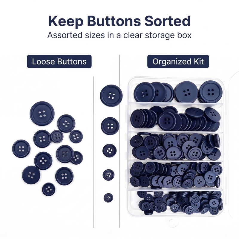 230 Pcs Resin Sewing Buttons, 4-Hole Round, 5 Assorted Sizes,