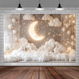 10X8ft Newborn Maternity Photo Backdrop Photography Background for Photoshoot, Indoor Boho Baby Children Portrait Moon Star Backdrops Photo Booth Prop Decorations Wall Decor Tablecloth