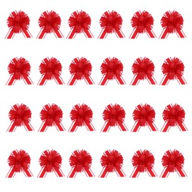 WWTIANFC 24 PCS Pull Bows for Gift Wrapping, 6 inches Large Gift Bow Bulk for Presents Package, Gift Baskets, Christmas, Wedding, and Party Decor (Red)