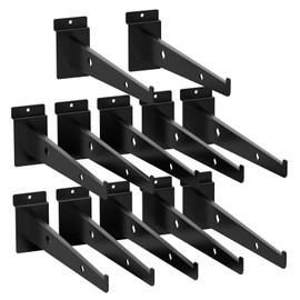 MQKIWAO 12 Inch Slatwall Shelf Bracket Set of 12, Heavy Duty Slat Wall Shelf Bracket, Metal Slatwall Shelves Accessories, Slatwall Display Hangers for Storage and Organization, Black