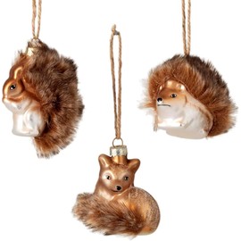Sullivans 2.5" H Sullivans Woodland Animal Ornament - Set of 3, Brown Christmas Ornaments, Christmas Décor, Christmas Tree Décor, Ornament Set, Christmas Decorations