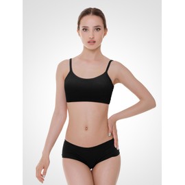 Blulu 3 Pieces Mini Camisole Bra Wireless Padded Bra with Adjustable Straps for Women Girls (White, Gray, Black,Small)