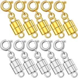 Cierres y cierres magnéticos de collar, cierres magnéticos de collar y pulsera, cierres y convertidores de joyería, acero inoxidable chapado en plata y oro (A 10 unidades)