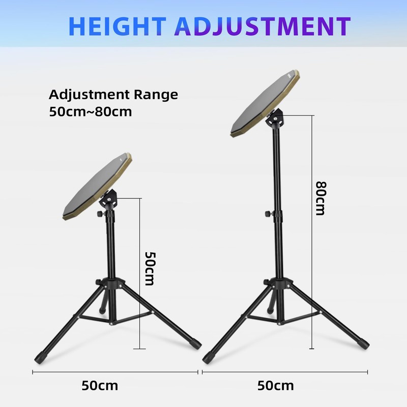 12" Adjustable Drum Practice Pad Set with Stand and Storage