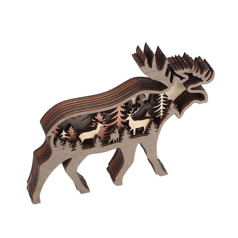 3D Wood Carving Animal Multi Layer Forest Animal Wood Carving