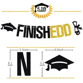 Finishedd Banner - Congrats EDD Grad, I'm Done, You Did It Bunting Sign, Doctorate of Education Degree Graduation Party Decorations Supplies