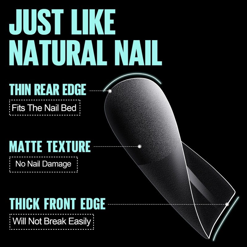 TOMICCA Nail Tips 240 Pieces Full Cover Soft Gel Tips