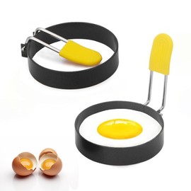 DEVENTORZ Fried Egg Mold, Set of 2, Egg Ring, 3.0 inches (7.5 cm), Stainless Steel, Fried Egg Mold, Multi-functional, Heat Resistant, Easy to Use, Omelet, Hamburger Putty, Etc., Non-Stick Round,