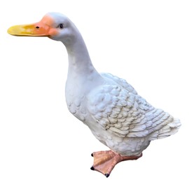 Best Value Here Resin White Duck Animal Garden ornaments Outdoor Patio Ornament Ducks Figurine Law Balcony Sculptures Ducking Statue for living room home decoration (Duck21)
