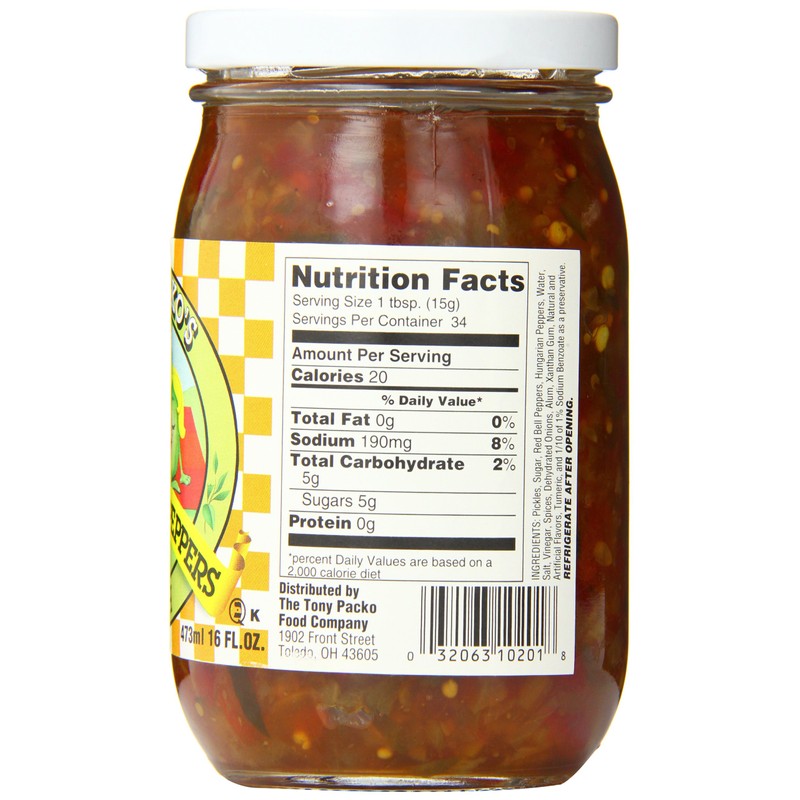 Tony Packo's Pickles and Peppers Relish, 16 Ounce Jar