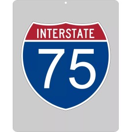 Main Street Signs I-75 metal Interstate highway sign - Orlando to Atlanta to Detroit to Canada - 4"x5", .045 Super Thick Aluminum
