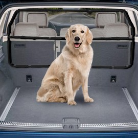 Dog Car Barrier Escape-Proof, 46" Wide Car Divider for 3rd Row Seats & Cargo Area, Durable Cargo Area Dog Car Gate Trunk Barrier with See Through Net Mesh for Small Sized SUV & Vehicles Or Hatchback