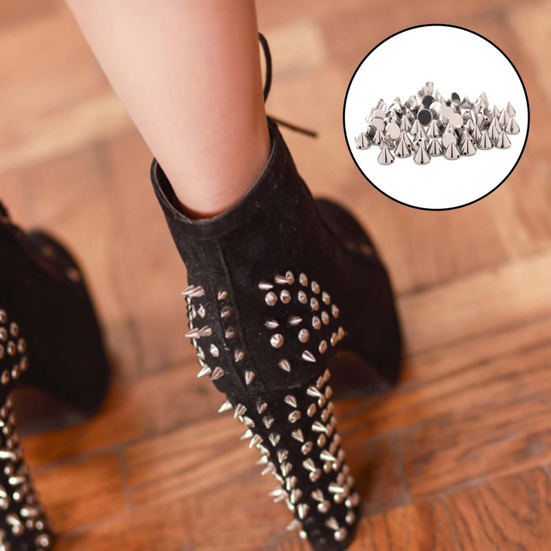 50 Pcs Cone Spikes, Acrylic Bullet Spike Cone Studs, Silver