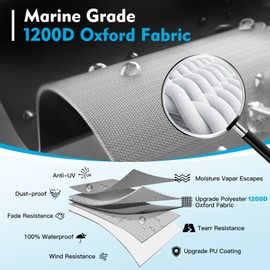 Boatpro Boat Cover 20-22 ft with Motor Cover, Waterproof 900D Heavy Duty Marine Canvas Trailerable Boat Covers for 20 feet 21ft 22' Foot V-Hull Bass Boat Tri-Hull Runabout Boat, Silver Black