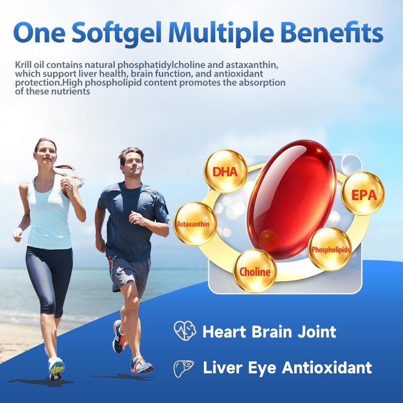 Krill Oil Omega 3 Supplement 1000mg 90 Softgels EPA &